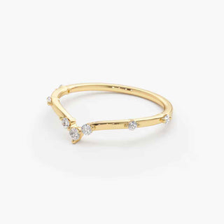0.70 Carat Moissanite Curved Wedding Ring In Yellow Gold