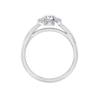 Pear Shape Moissanite Halo Engagement Ring in White Gold