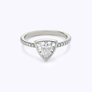 1.20 Carat Trillion Cut Bezel Set Moissanite Ring in White Gold