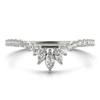 1.30 Carat Curved Round Moissanite Wedding Ring In White Gold
