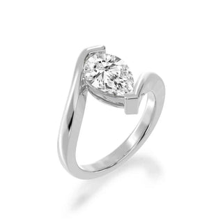1.50 Carat Pear Cut Moissanite Solitaire Engagement Ring In White Gold