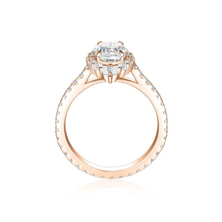 1.50 Ct Oval Cut Moissanite Halo Engagement Ring in Yellow Gold