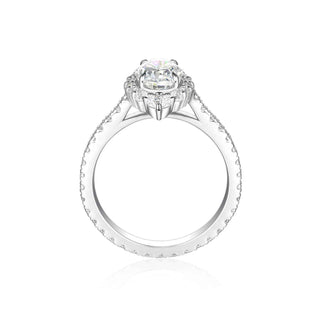 1.50 Ct Oval Cut Moissanite Halo Engagement Ring in Yellow Gold