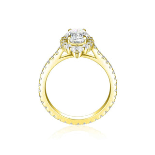 1.50 Ct Oval Cut Moissanite Halo Engagement Ring in Yellow Gold