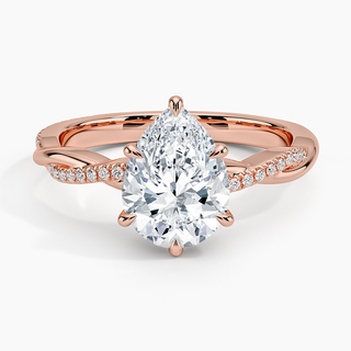 1.50 Ct Pear Cut Moissanite Twisted Engagement Ring in Rose Gold