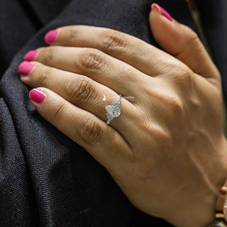 1 Carat Pear Shaped Moissanite Cluster Ring