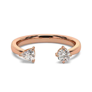 1 Carat Round and Trillion Cut Toi Et Moi Moissanite Ring in White Gold