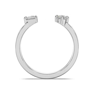 1 Carat Round and Trillion Cut Toi Et Moi Moissanite Ring in White Gold