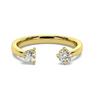 1 Carat Round and Trillion Cut Toi Et Moi Moissanite Ring in White Gold