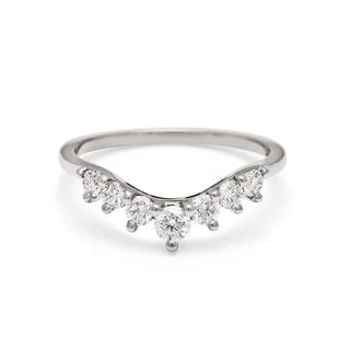 1 Carat Round Shape Curved Moissanite Wedding Ring In Rose Gold
