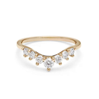 1 Carat Round Shape Curved Moissanite Wedding Ring In Rose Gold