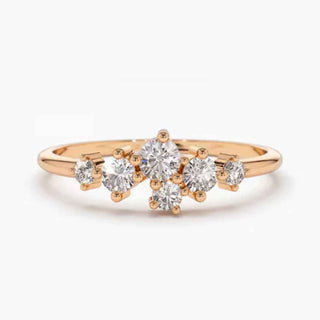 1 Carat Round Cut Moissanite Cluster Ring In Yellow Gold