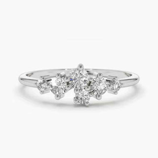 1 Carat Round Cut Moissanite Cluster Ring In Yellow Gold
