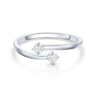 1 Carat Round Cut Moissanite Toi Et Moi Engagement Ring In White Gold