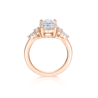 1 Carat Oval Cut Moissanite 7 Stone Engagement Ring in Silver