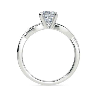 1 Ct Cushion Cut Twisted Solitaire Moissanite Ring in White Gold
