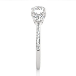 2 Carat Round Moissanite Three Stone Engagement Ring In White Gold
