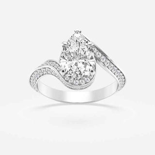 2.50 Carat Pear Shaped Moissanite Bypass Engagement Ring in White Gold