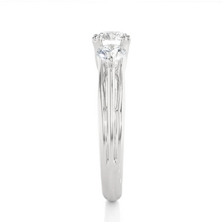 2 Carat 3 Stone Round Cut Moissanite Ring in White Gold