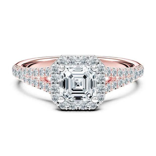 2 Carat Asscher Cut Split Shank Moissanite Ring in White Gold