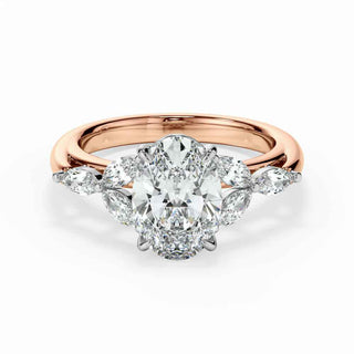3.50 Carat Oval and Marquise Cut 7 Stone Moissanite Ring in Yellow Gold