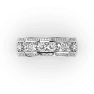 3 Carat Round Moissanite Men's Wedding Band In White Gold