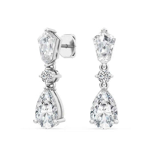 4.50 Carat Fancy Shape Moissanite Dangle Earrings In White Gold