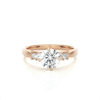 1 Ct Round Cut Moissanite Five Stone Engagement Ring In White Gold