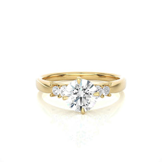 1 Ct Round Cut Moissanite Five Stone Engagement Ring In White Gold