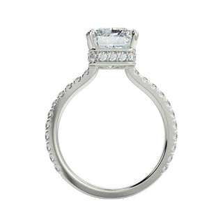 1.50 Carat Radiant Shape Hidden Halo Moissanite Ring in White Gold