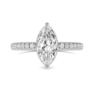 1.20 Ct Marquise Cut  Hidden Halo Moissanite Ring in Rose Gold