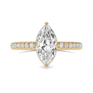 1.20 Ct Marquise Cut  Hidden Halo Moissanite Ring in Rose Gold