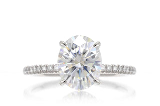 2 Carat Oval Shaped Moissanite Ring with Accent in White Gold