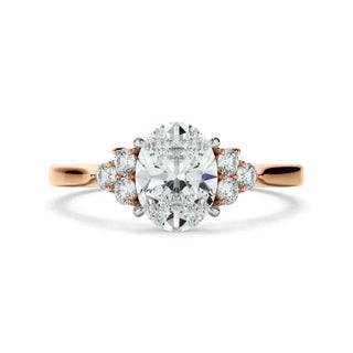2.80 Carat Oval Cut Moissanite Cluster Engagement Ring In White Gold