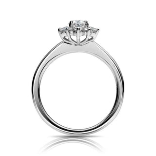 1.80 Carat Oval Shape Moissanite Floral Engagement Ring In White Gold