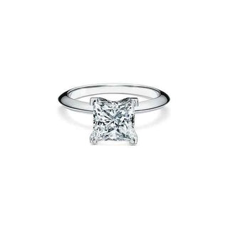1 Carat Princess Cut Solitaire v Prong Moissanite Ring in White Gold