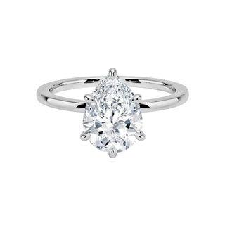 1.50 Carat Pear Cut Moissanite Solitaire Ring in White Gold