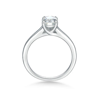 1 Carat Oval Cut Split Shank Solitaire Moissanite Ring in White Gold