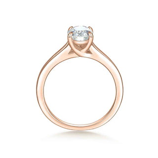 1 Carat Oval Cut Split Shank Solitaire Moissanite Ring in White Gold