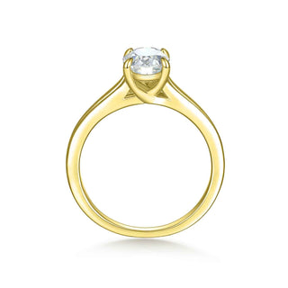 1 Carat Oval Cut Split Shank Solitaire Moissanite Ring in White Gold