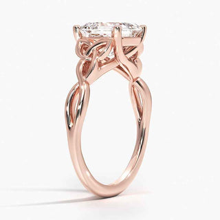 1.50 Ct Asscher Cut Twisted Moissanite Ring White Gold