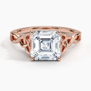 1.50 Ct Asscher Cut Twisted Moissanite Ring White Gold