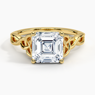 1.50 Ct Asscher Cut Twisted Moissanite Ring White Gold