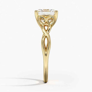 1.50 Ct Asscher Cut Twisted Moissanite Ring White Gold