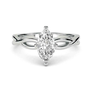 1 Carat Marquise Cut Criss Cross Moissanite Ring in Yellow Gold