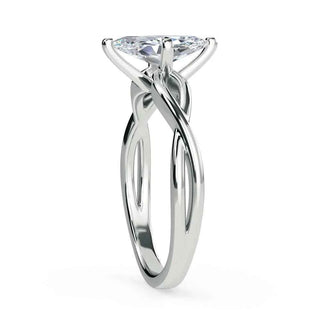 1 Carat Marquise Cut Criss Cross Moissanite Ring in Yellow Gold