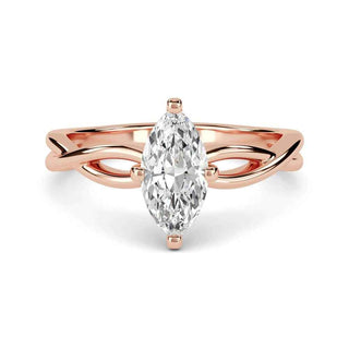 1 Carat Marquise Cut Criss Cross Moissanite Ring in Yellow Gold