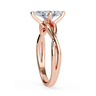 1 Carat Marquise Cut Criss Cross Moissanite Ring in Yellow Gold