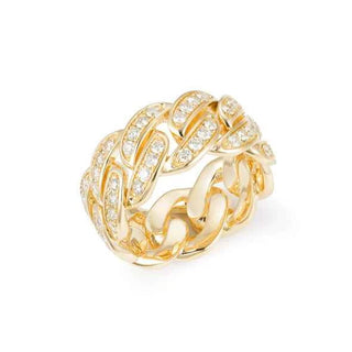 2.50 Carat Round Cut Moissanite Cuban Link Ring