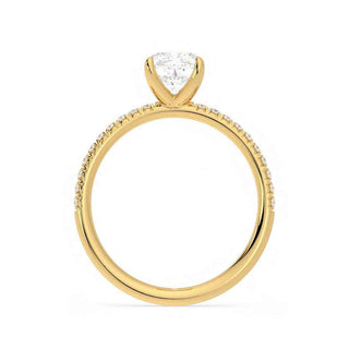 1.20 Carat Cushion Cut Moissanite Ring With Accent In Yellow Gold